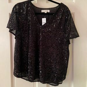 Sequin black top